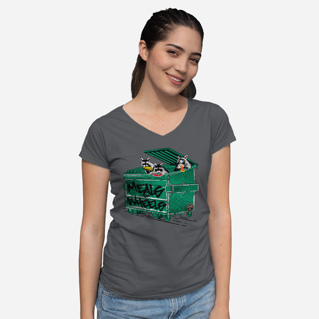 Meals On Wheels-womens v-neck tee-rocketman_art
