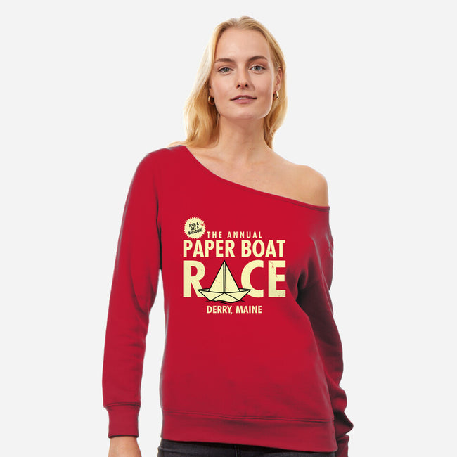 The Annual Paper Boat Race-womens off shoulder sweatshirt-Boggs Nicolas