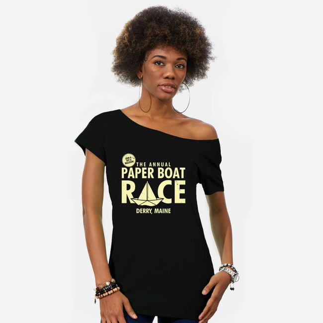 The Annual Paper Boat Race-womens off shoulder tee-Boggs Nicolas