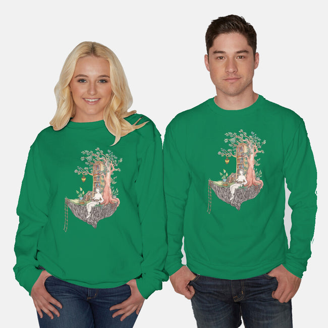 Library Island-unisex crew neck sweatshirt-Disha Lu