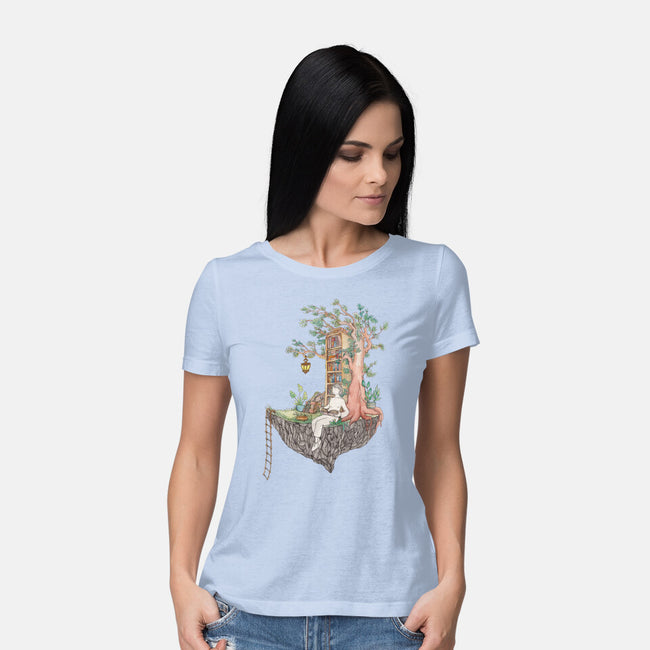 Library Island-womens basic tee-Disha Lu