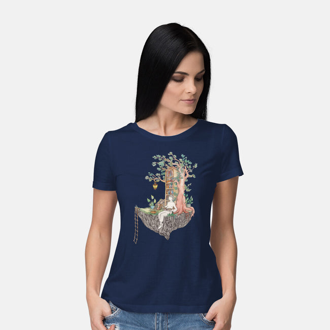 Library Island-womens basic tee-Disha Lu