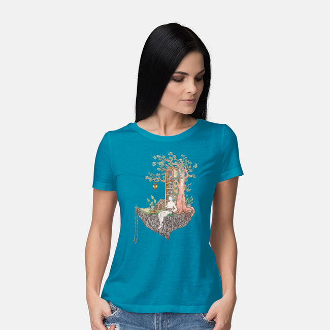 Library Island-womens basic tee-Disha Lu
