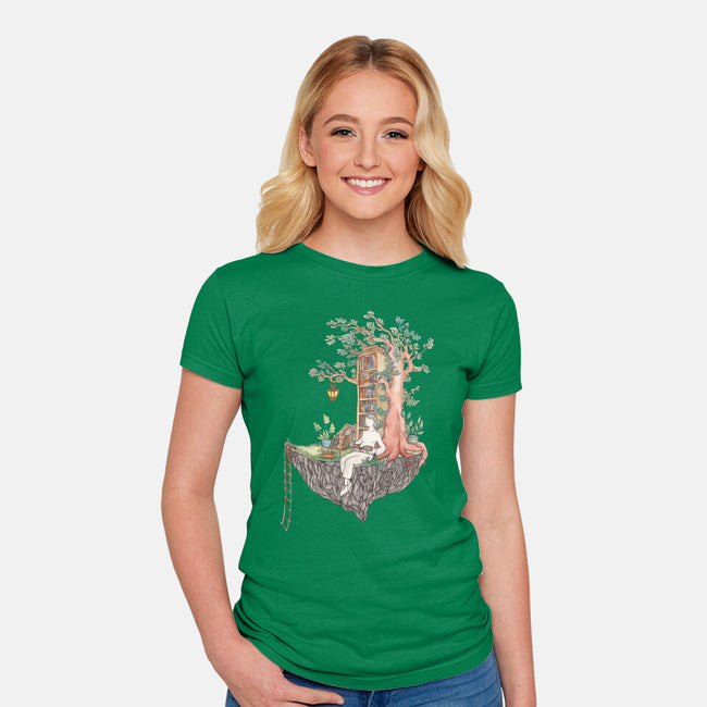 Library Island-womens fitted tee-Disha Lu
