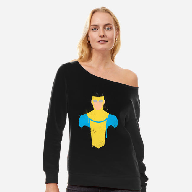 Invincible-womens off shoulder sweatshirt-Ursulalopez