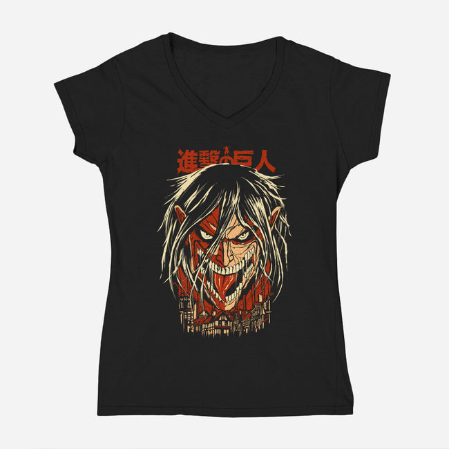Attack Eren-womens v-neck tee-silentOp