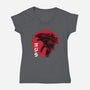 Red Sun Kaiju-womens v-neck tee-DrMonekers
