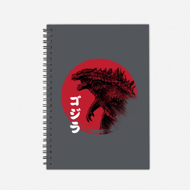 Red Sun Kaiju-none dot grid notebook-DrMonekers