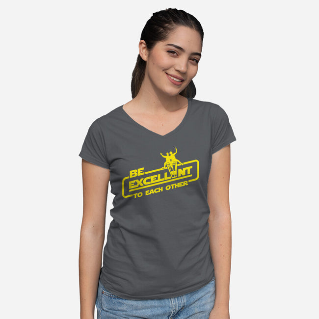 Return Of The Excellent Duo-womens v-neck tee-Boggs Nicolas