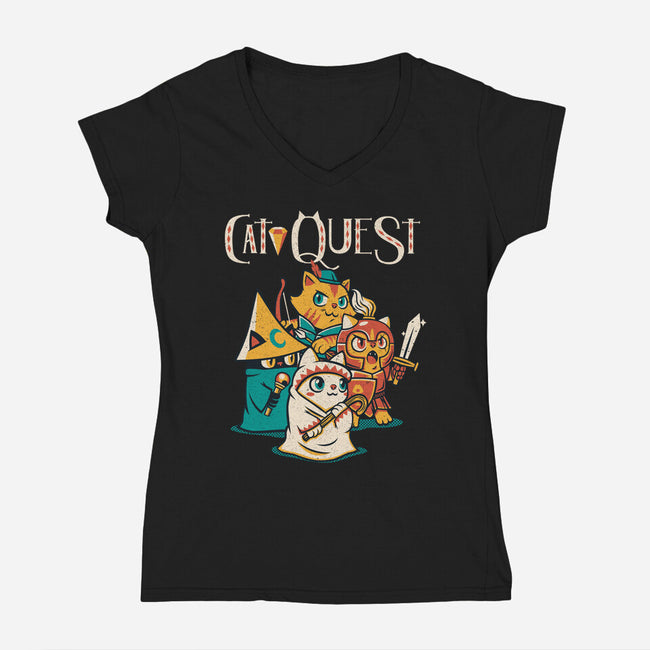 Cat Quest-womens v-neck tee-tobefonseca