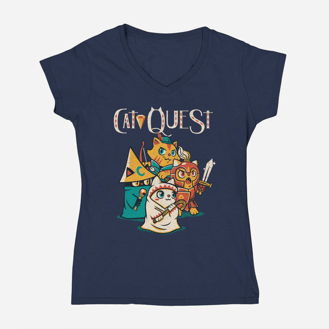Cat Quest-womens v-neck tee-tobefonseca
