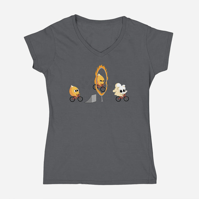 Fire Stunt-womens v-neck tee-Naolito