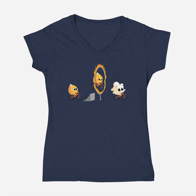 Fire Stunt-womens v-neck tee-Naolito