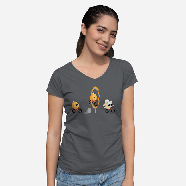 Fire Stunt-womens v-neck tee-Naolito