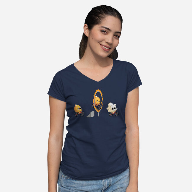 Fire Stunt-womens v-neck tee-Naolito