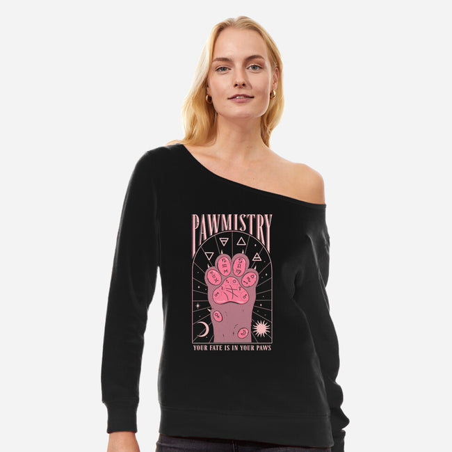 Pawmistry-womens off shoulder sweatshirt-Thiago Correa