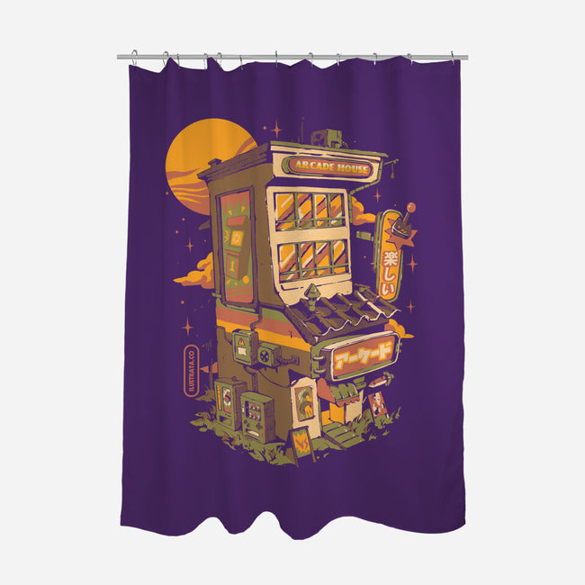 Arcade House-none polyester shower curtain-ilustrata