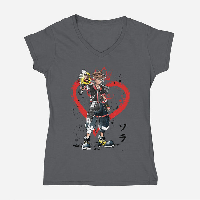 Wielder Of The Keyblade-womens v-neck tee-DrMonekers
