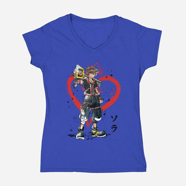 Wielder Of The Keyblade-womens v-neck tee-DrMonekers