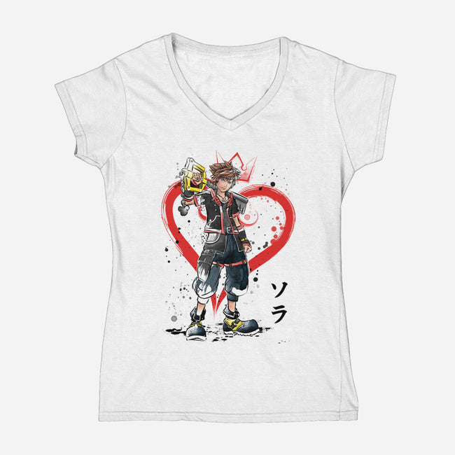 Wielder Of The Keyblade-womens v-neck tee-DrMonekers