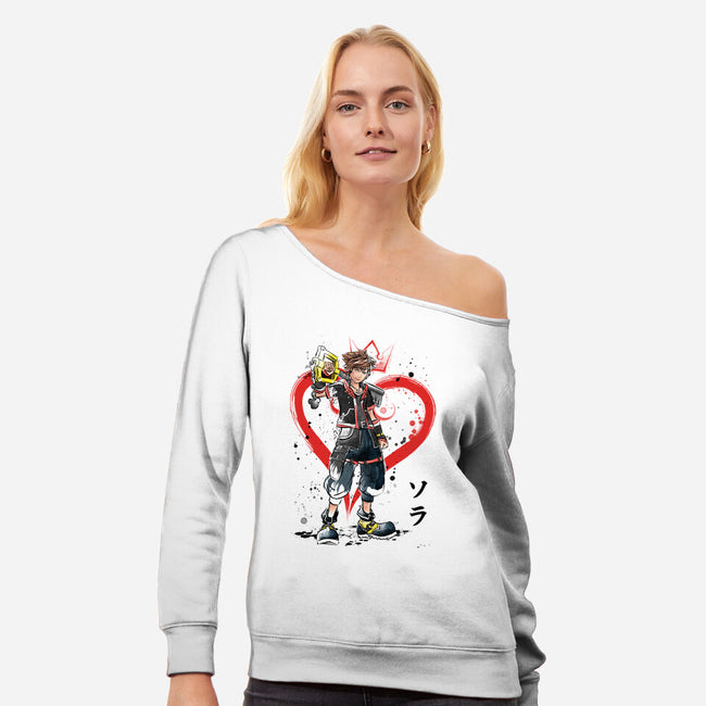 Wielder Of The Keyblade-womens off shoulder sweatshirt-DrMonekers