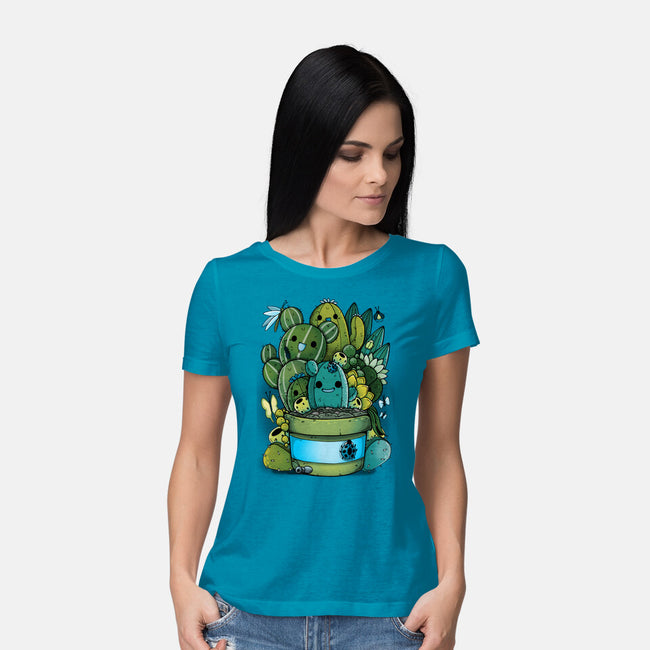 Cactus Succulents-womens basic tee-Vallina84
