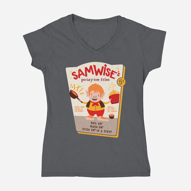 Samwise Fries-womens v-neck tee-hbdesign