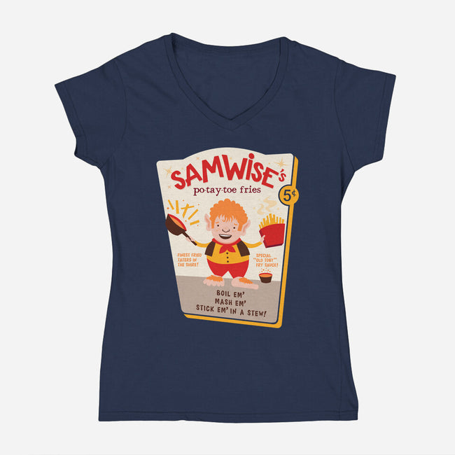 Samwise Fries-womens v-neck tee-hbdesign