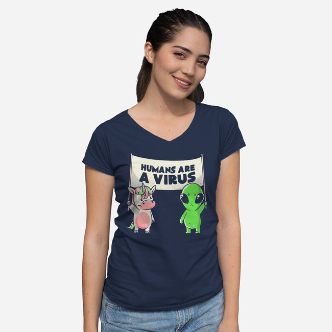 Humans Are A Virus-womens v-neck tee-eduely