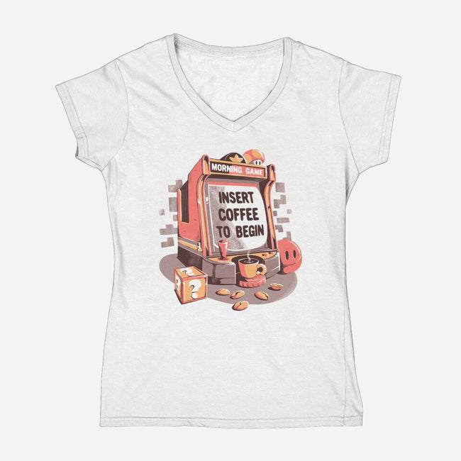 Insert Coffee To Begin-womens v-neck tee-eduely