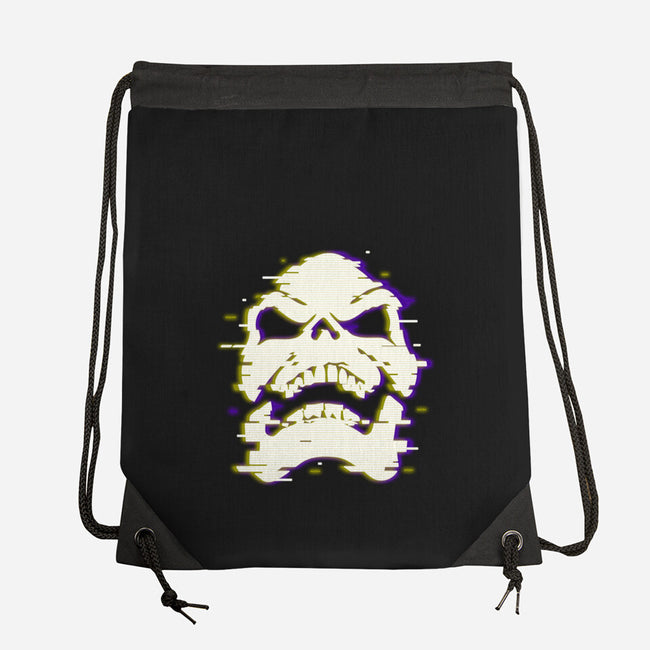Glitchy Skull-none drawstring bag-Skullpy