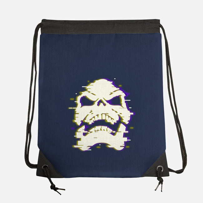 Glitchy Skull-none drawstring bag-Skullpy