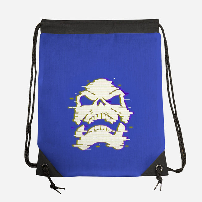 Glitchy Skull-none drawstring bag-Skullpy