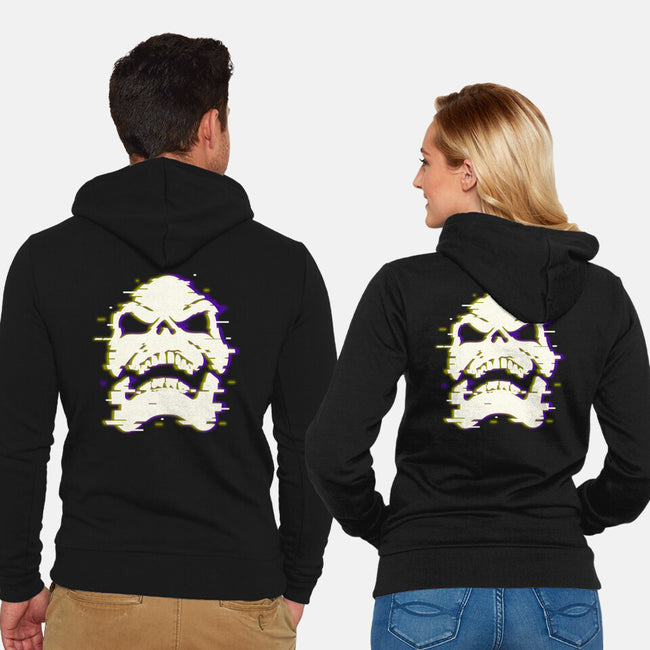 Glitchy Skull-unisex zip-up sweatshirt-Skullpy