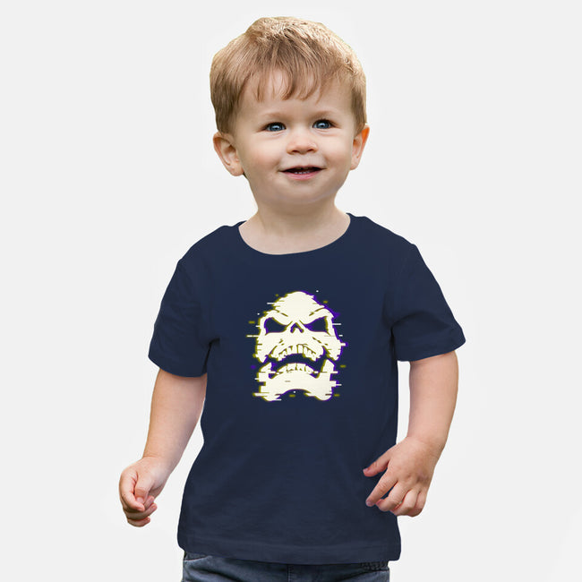 Glitchy Skull-baby basic tee-Skullpy