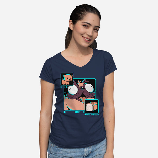 Dog, Pig, Loaf Of Bread-womens v-neck tee-estudiofitas