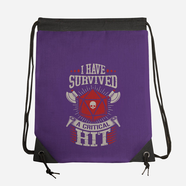 I Survived A Critical Hit-none drawstring bag-ShirtGoblin