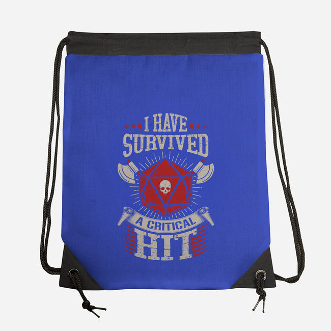 I Survived A Critical Hit-none drawstring bag-ShirtGoblin