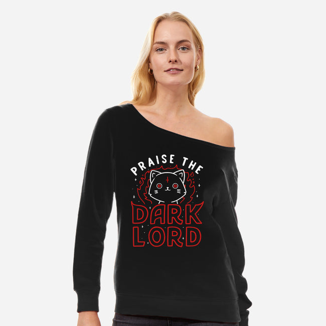 Praise The Dark Lord-womens off shoulder sweatshirt-tobefonseca