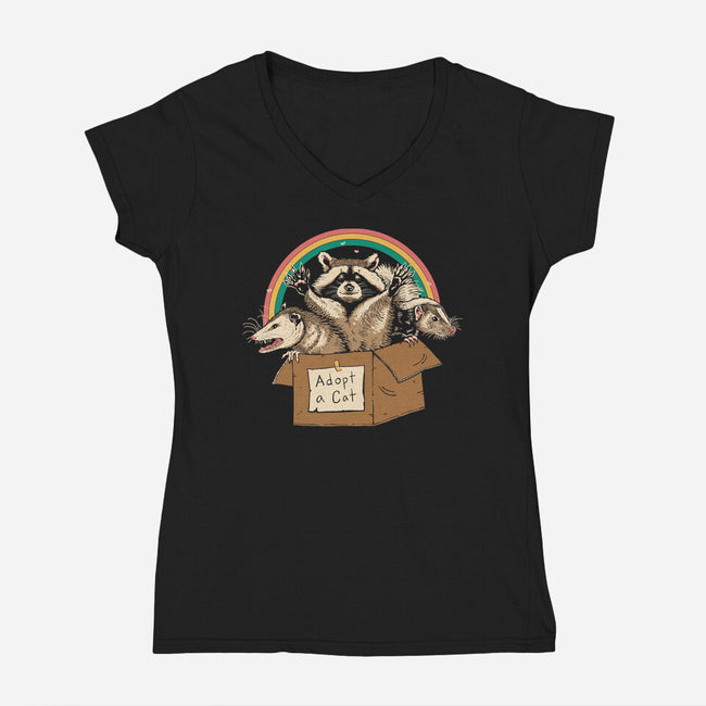 Adopt Forbidden Cats-womens v-neck tee-vp021