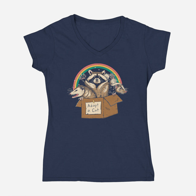 Adopt Forbidden Cats-womens v-neck tee-vp021