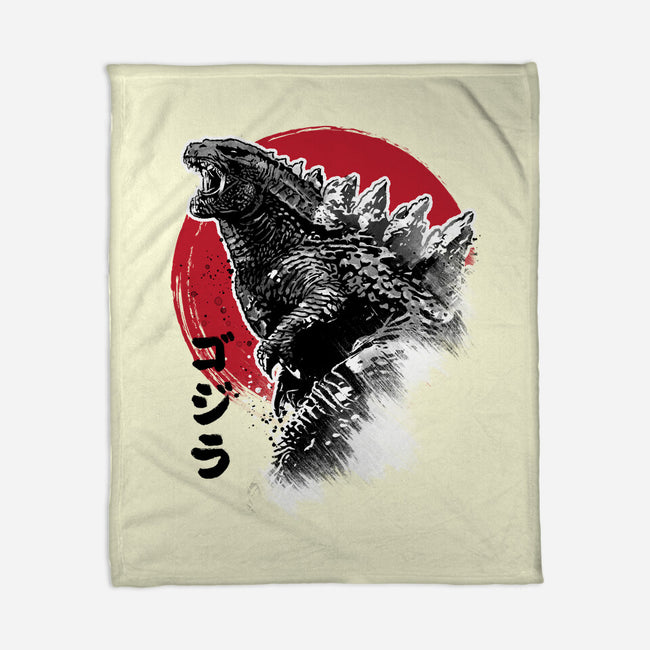 King Gojira-none fleece blanket-DrMonekers