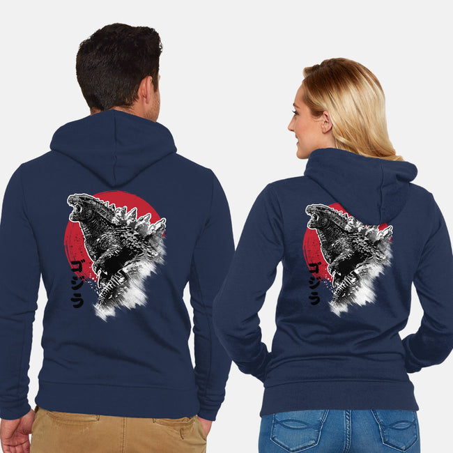 King Gojira-unisex zip-up sweatshirt-DrMonekers