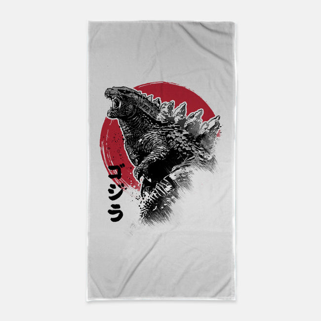 King Gojira-none beach towel-DrMonekers