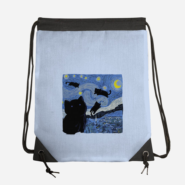 The Starry Cat Night-none drawstring bag-tobefonseca