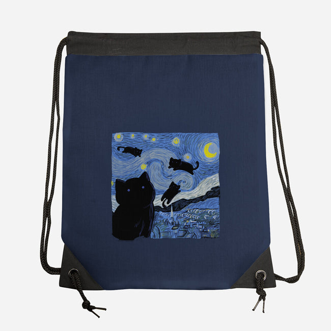 The Starry Cat Night-none drawstring bag-tobefonseca