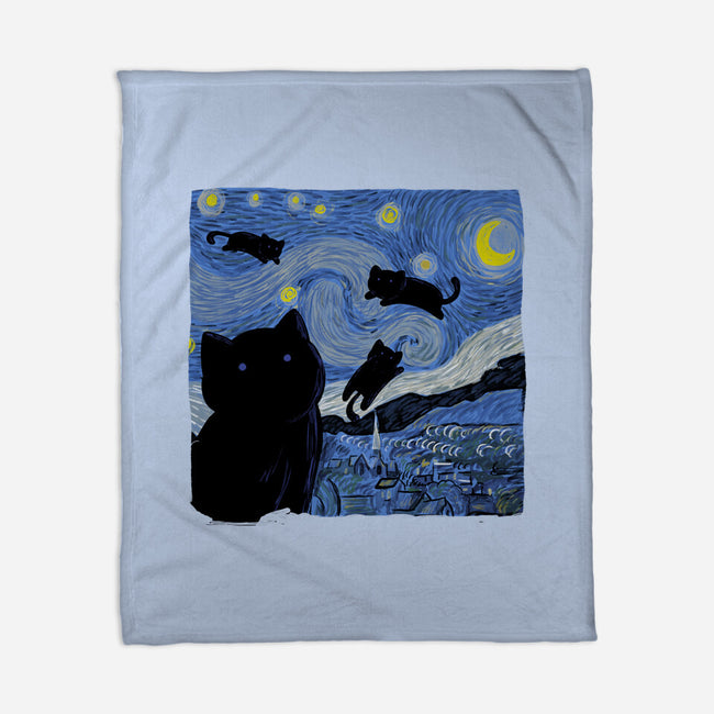 The Starry Cat Night-none fleece blanket-tobefonseca