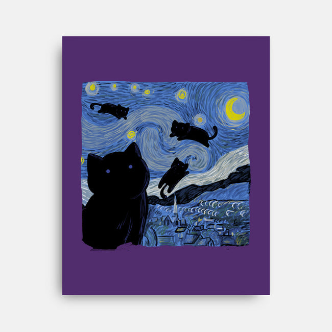 The Starry Cat Night-none stretched canvas-tobefonseca
