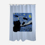 The Starry Cat Night-none polyester shower curtain-tobefonseca