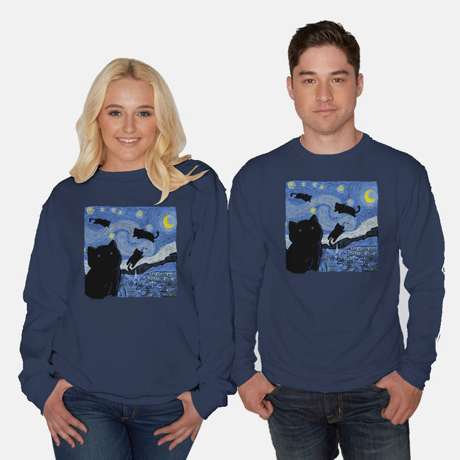 The Starry Cat Night-unisex crew neck sweatshirt-tobefonseca